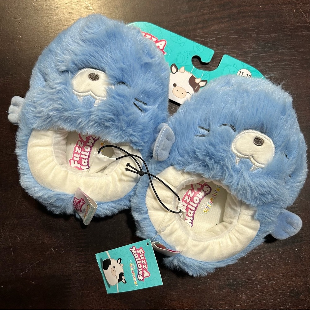 🌸2/$10 Kids Fuzza Mallows by Squishmallows Walrus Slippers  Toddler 11/12 NWT